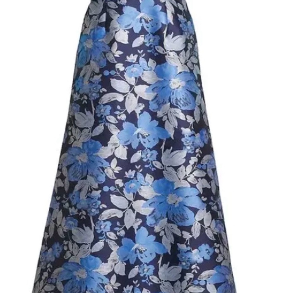 Aidan Mattox Navy and Blue Floral Off-Shoulder size 6 formal dress - Picture 2 of 9